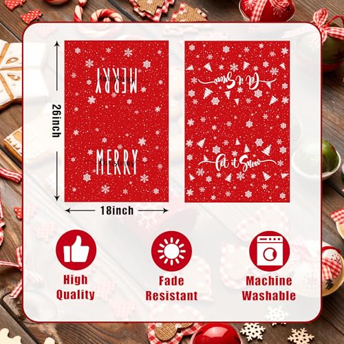 Christmas Hand Towels Set of 2 - Snowflake Holiday Decor, Soft & Absorbent