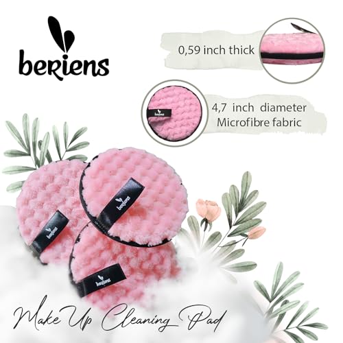 BERIENS Puffy Spa Headband - Soft Plush Pink Skincare & Makeup Hair Band