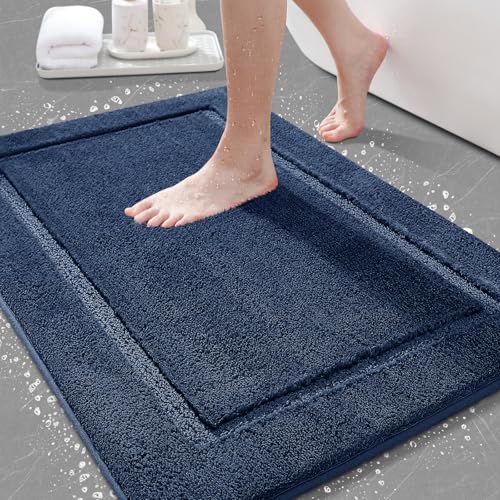 IM HOME Ultra Soft Plush Microfiber Bath Mat - 20" x 32" Navy Blue