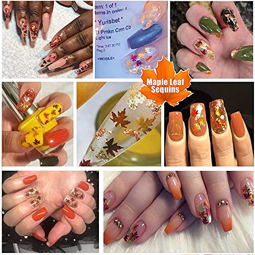 3D Maple Leaf Nail Art Decals & Holographic Sequins - 2 Bags