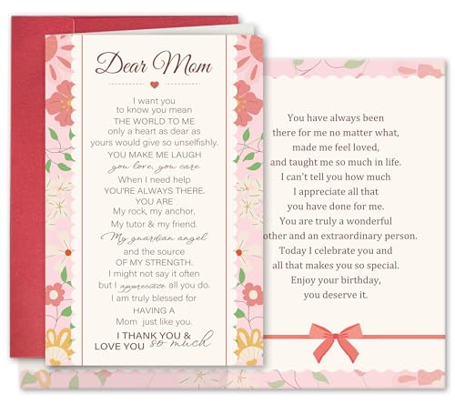 Heartfelt Mom Birthday Card from Son or Daughter - Elegant Design