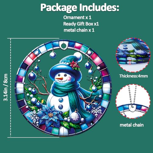 Acrylic Snowman Christmas Tree Ornament with Gift Box