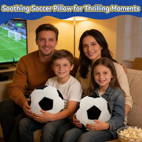 Fluffy Soccer Pillow - 8" Plush Decorative Soccer Ball for Kids