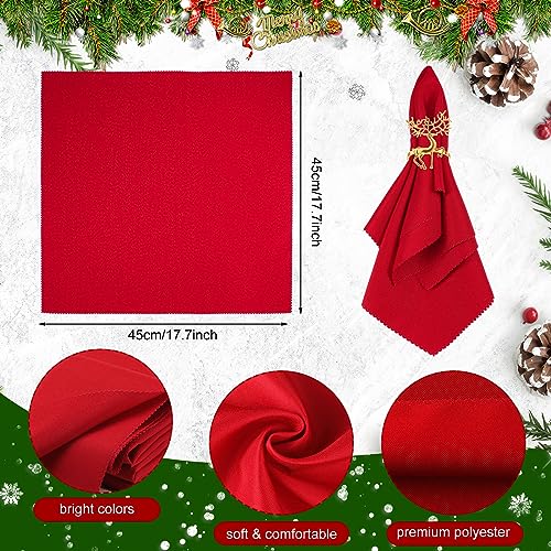 Christmas Napkin Rings Set - Elk & Snowflakes Metal Design, 24 Pieces