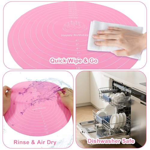 12-Inch Pink Silicone Baking Mat with Measurements | Non-Stick & Reusable