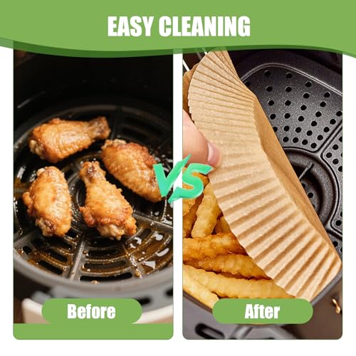 8-Inch Non-Stick Air Fryer Paper Liners 125 Pcs, Round, Oil-Resistant, Food Grade