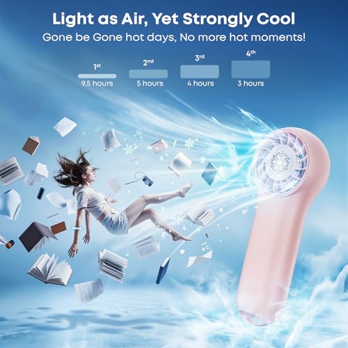 DREAMME Pink Mini Handheld Fan - Portable 4-Speed Personal Cooling Fan for Travel & Makeup