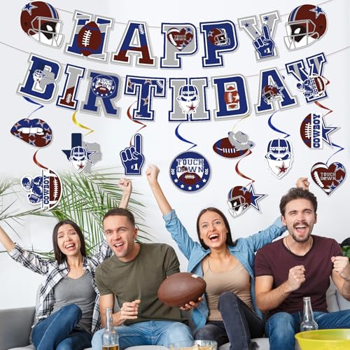 Blue Cowboy Football Party Decorations 12 Pcs - Cowboy & Rugby Theme