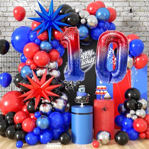 TNCDJKPA 40 Inch Spider Theme Number 10 Foil Balloons, Large Birthday Party Decorations