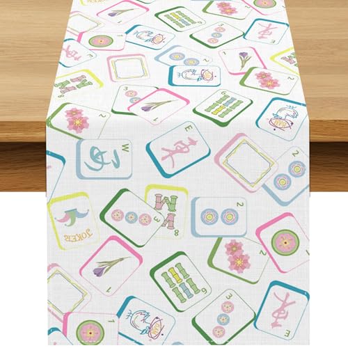Mahjong Party Table Runner 13" x 72" - Festive Decoration for Game Nights