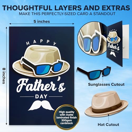Premium Father's Day Card for Dad with Hat & Sunglasses Cutouts