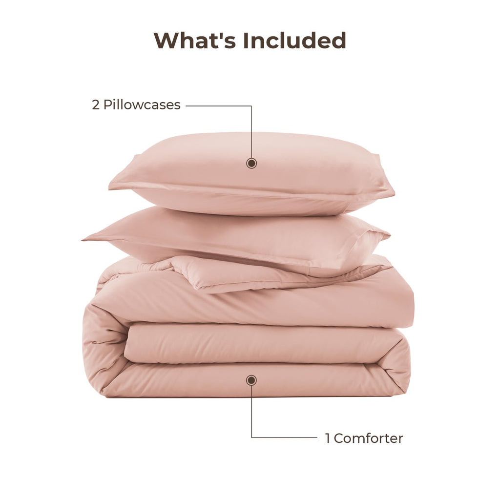 Litanika Pink Twin Comforter Set for Girls, 2 Pieces Kids Blush Plain Bedding Comforter Set, All Season Bed Set (66x90In Comforter & 1 Pillowcase)