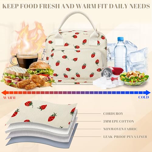 WOPIPAL Insulated Lunch Bag - Large Capacity Leakproof Tote, Straps Red