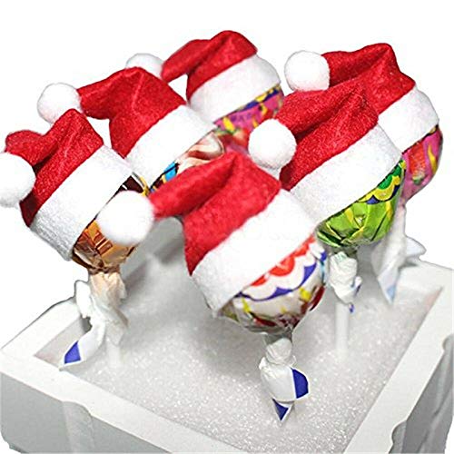 6 Pcs Mini Christmas Santa Lollipop Hats - Reusable Candy Covers