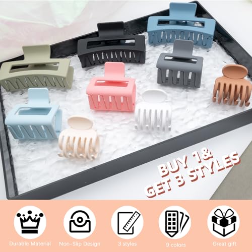 GlowMyst 9-Piece Matte Hair Claw Clips Set for Thick and Thin Hair