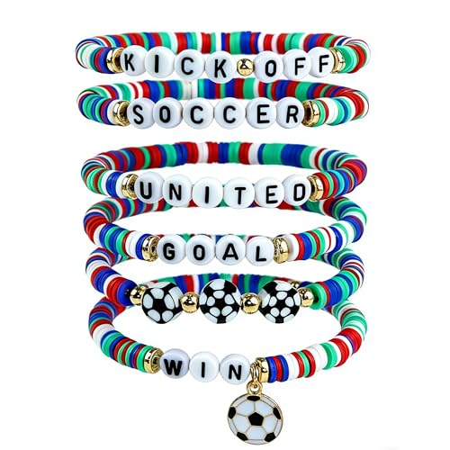 USA Soccer Bracelet Set - 6 Pack Motivational Accessories