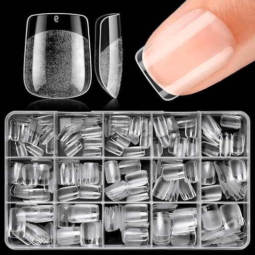 Extra Short Square Nail Tips, 240PCS Acrylic Gel False Nails
