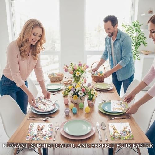 60 Count Easter Napkins - Floral Disposable Table Decor for Spring Celebrations