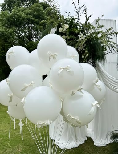 Adeyoo 36-Inch Giant White Latex Balloons - 4 Pack for Party Decorations