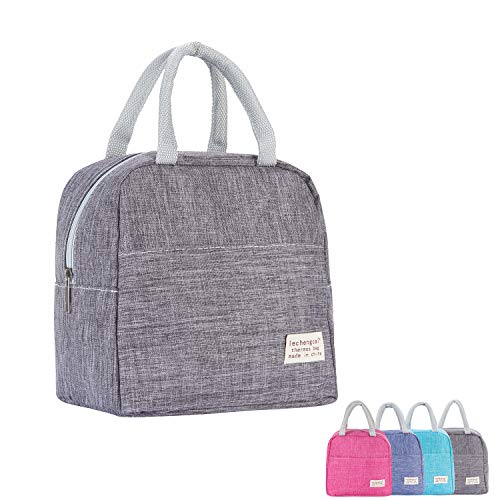 MINI LOP Insulated Lunch Tote Bag - Durable Oxford Cooler for Work & School, Gray