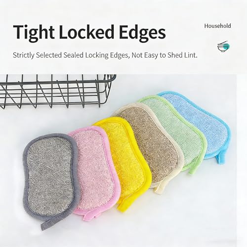 Double-Sided 8-Shape Scrub Sponges - Non-Scratch Kitchen Dish Scrubber (Pink, 4-Pack)