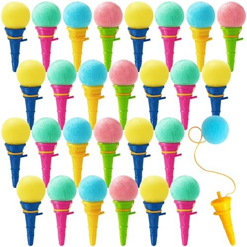 30 Pcs Mini Ice Cream Cone Toy Launchers - Colorful Party Favors