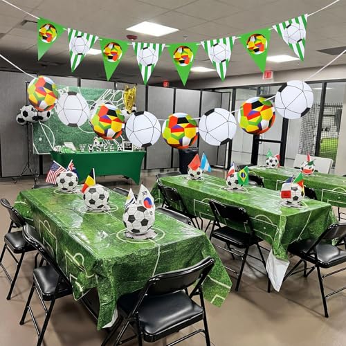 Zonon 4-Piece Football Soccer Banner & Garland Set for Sports Parties