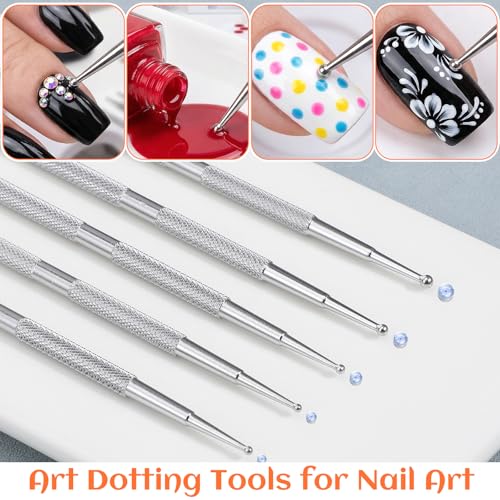 Dual-Ended Stainless Steel Nail Art Dotting Tool Set 5 Pcs