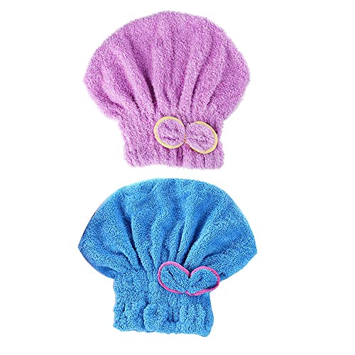 2 Pcs Microfiber Hair Drying Towel Set - Ultra Absorbent Bowknot Turban