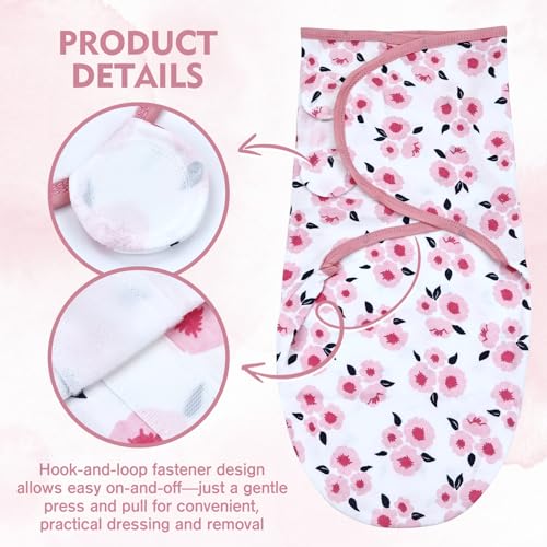 Dizila Set 3 Adjustable Cotton Blend Baby Swaddle Blanket & Hat