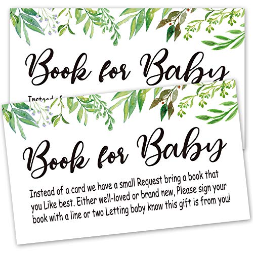 Baby Shower Book Request Cards - 50 Floral Greenery Invitations