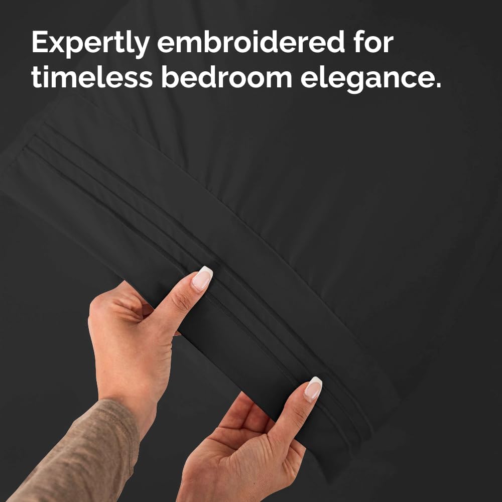 Skiennix Standard Pillow Cases Set of 2 | Ultra-Soft Hotel Quality, Wrinkle-Free, Black