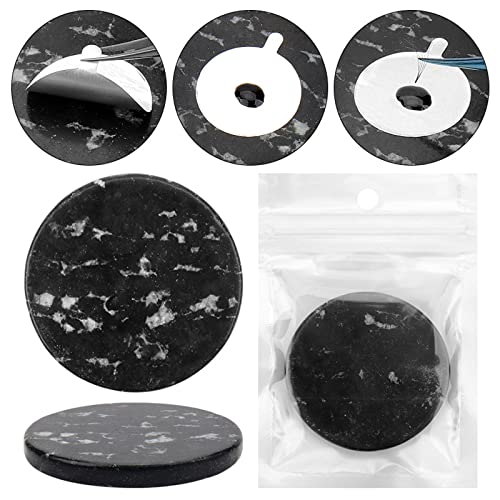 Hilsayum 2PCS Round Black Jade Stone Eyelash Extension Glue Pallet Pad
