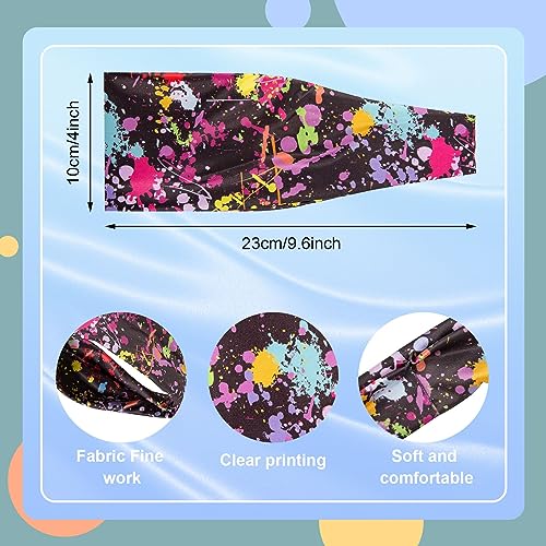 Degpum 80s 90s Retro Wide Headbands 4 Pcs Vintage Sweatbands