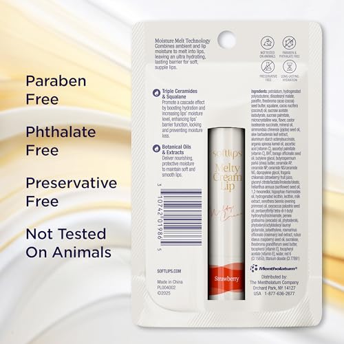 Softlips Melty Cream Hydrating Lip Balm Strawberry 0.12 oz
