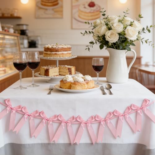 Pink Bow Garland Decoration for Parties - YBEATY