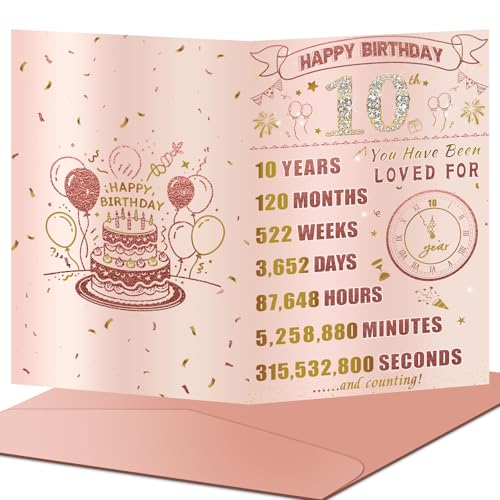 10th Birthday Card for Girls - Unique Birthday Gift & Decor