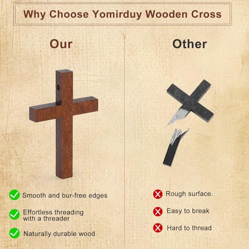 Yomirduy 50 Pack Wooden Crosses for Crafts - Small Keychains & Pendants