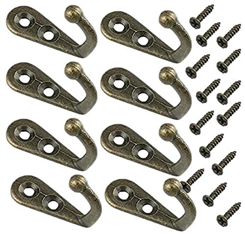 Yansanido 24 Pack Mini Vintage Bronze Double Hole Metal Door Hooks with Screws