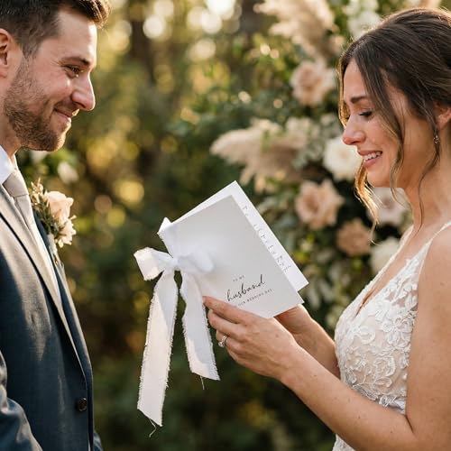 Elegant Wedding Vow Books Set - His & Hers with Ribbons