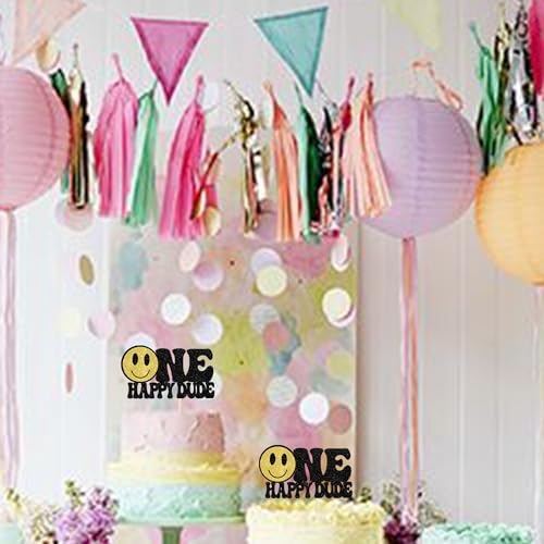 Happy Dude Cake Topper - First Birthday Decorations, 6.6" x 8.7"
