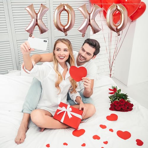 XOXO Balloons Banner - Rose Gold Aluminum Foil Decoration