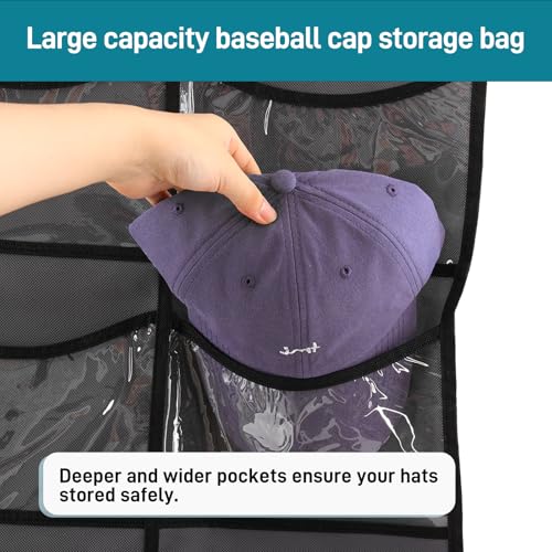 Fixwal Over-Door Hat Organizer with 16 Clear Pockets