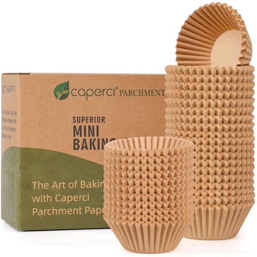 Caperci Natural Parchment Mini Cupcake Liners - 400pcs Non-Stick