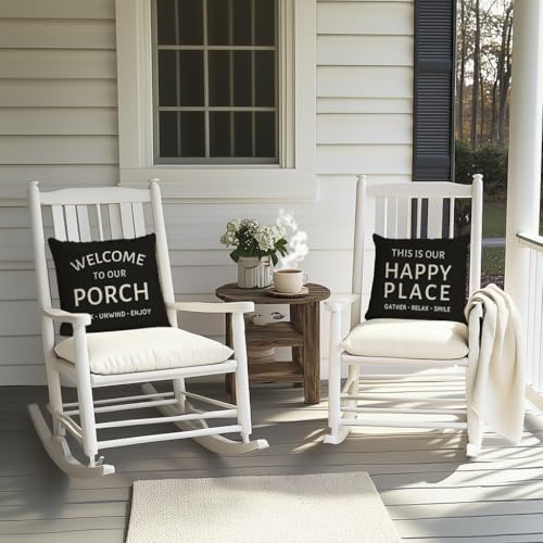HERHOME 18x18 Farmhouse Outdoor Throw Pillow Covers, Black Set of 2