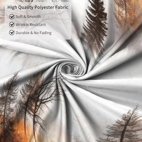 Misty Autumn Forest Shower Curtain with Hooks, 71x74 Inches - Waterproof Fabric for Rustic Bathroom Decor