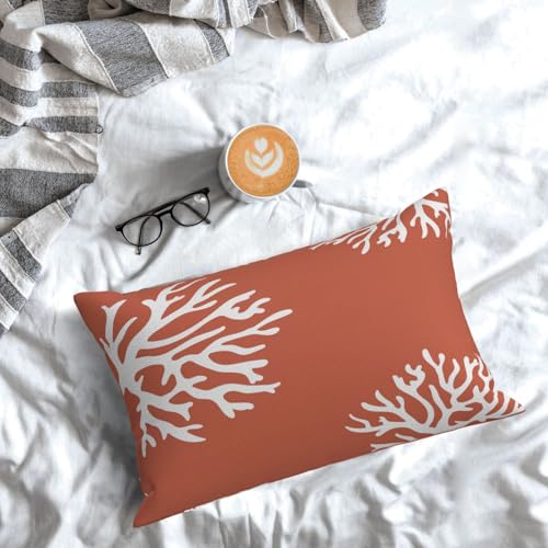 Coral Lumbar Throw Pillow Covers 12x20 - Set of 2 Ocean Pink
