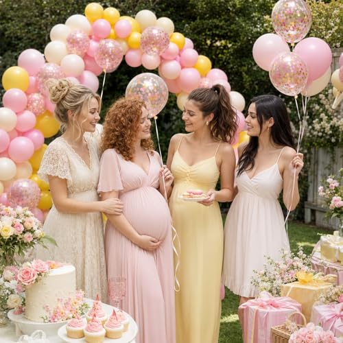 FEYG 60-Piece Pink and Yellow Latex Balloon Set - 12 Inch Party Decor
