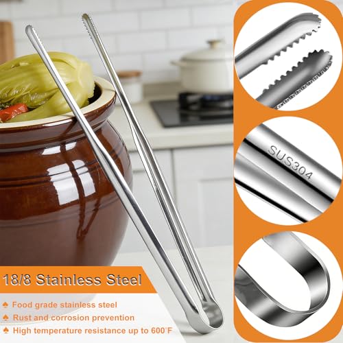 Stainless Steel Kitchen Tongs Set - Non-Slip Serrated Tips, 11.5" & 13.5"