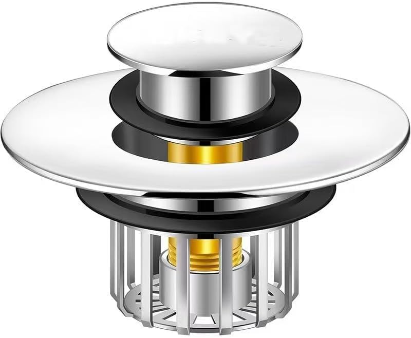 Pop-Up Bathtub Drain Plug with Hair Collector - Fits 1.5 to 1.75 Inch Drains